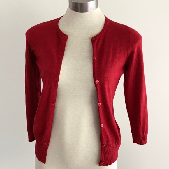 SABA twin set , tank top & cardigan SIZE 6-8 in rich red🌹 - Picture 3 of 10